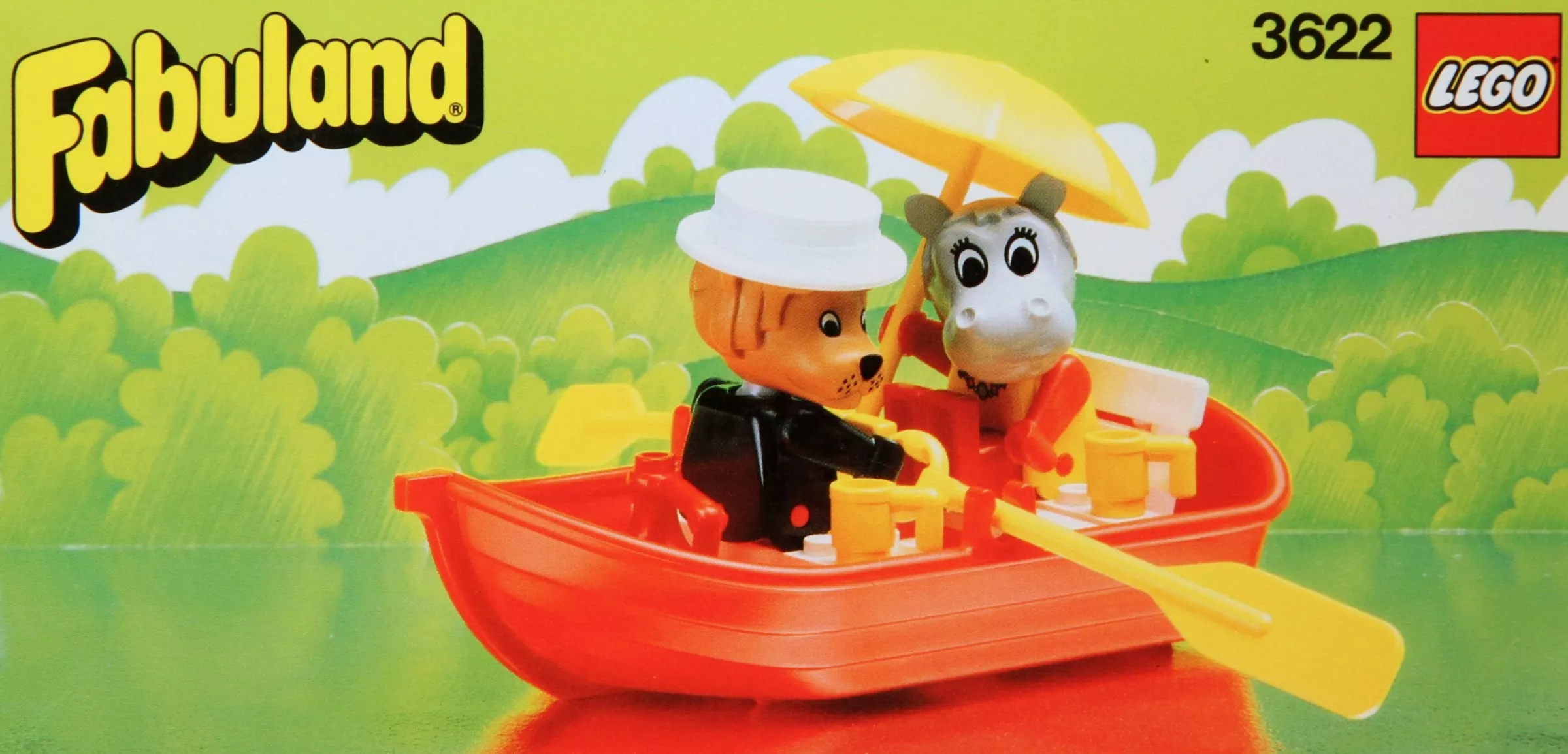 Set LEGO Fabuland 3622 Rowboat with Lionel Lion and Hannah Hippopotamus