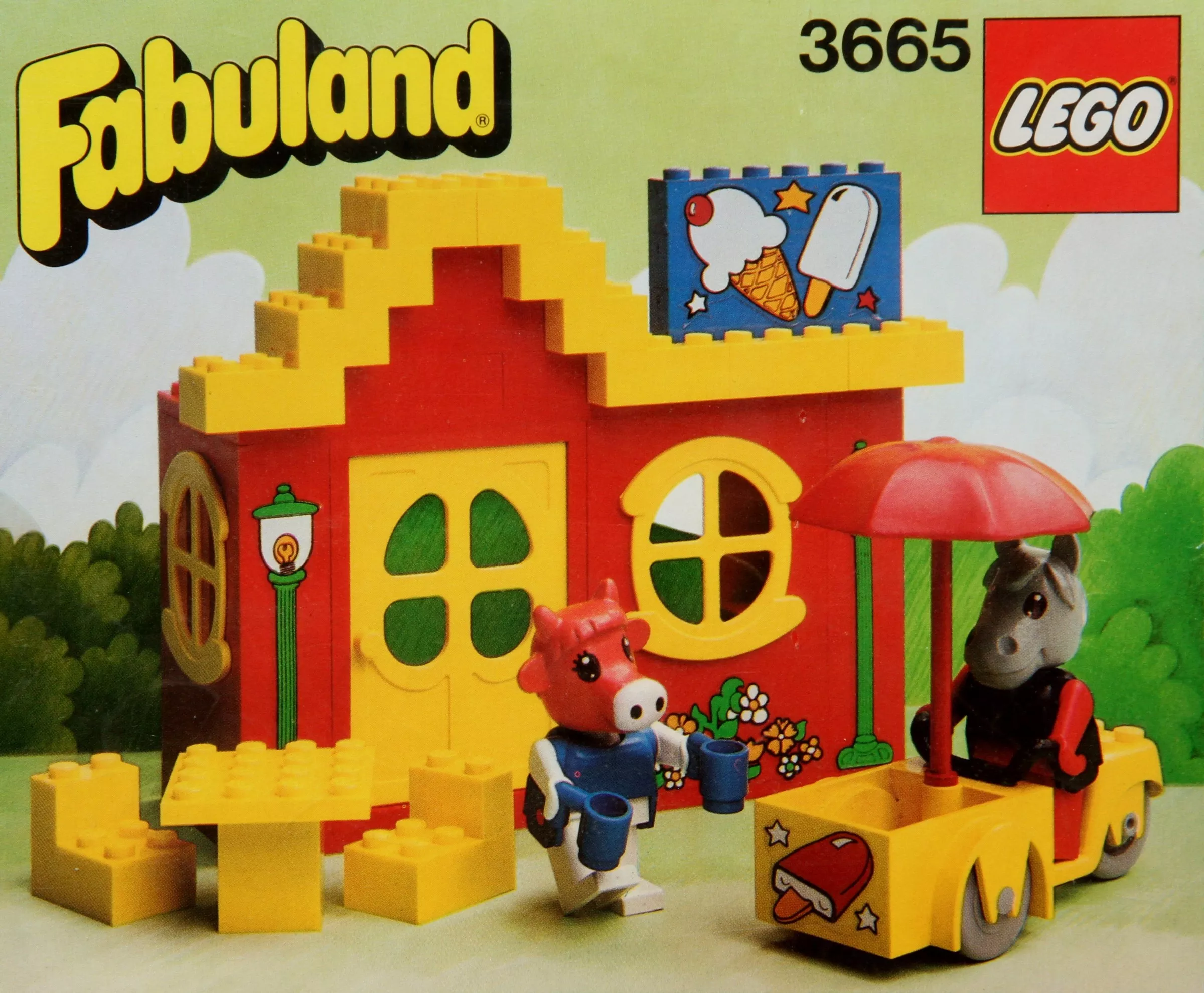 Set LEGO Fabuland 3665 Harry Horse and Clara Cow's Ice Cream Shoppe
