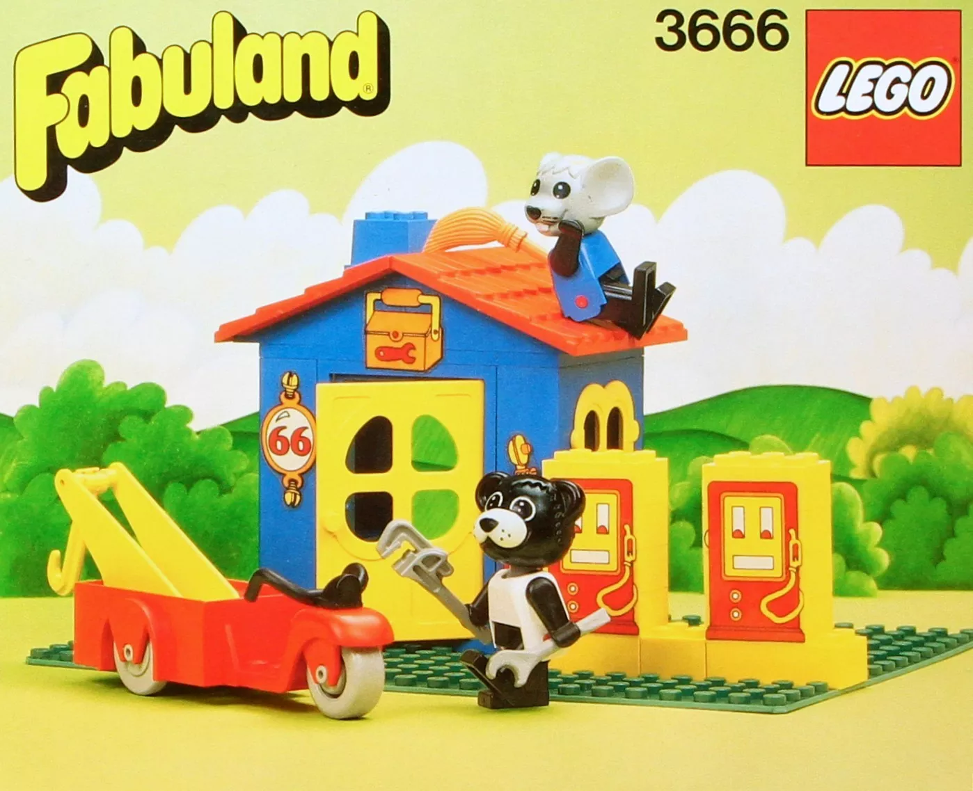 Set LEGO Fabuland 3666 Billy Bear and Mortimer Mouse's Service Station