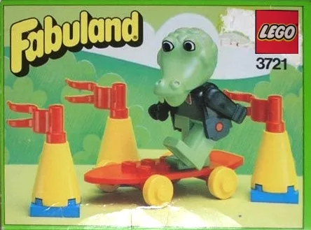 Set LEGO Fabuland 3721 Clive Crocodile on his Skateboard