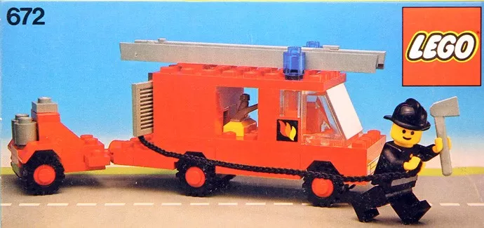 Set LEGO Town 672 Fire Engine and Trailer