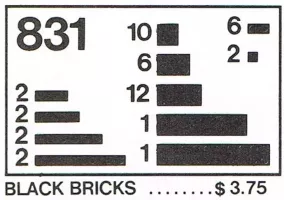 Set  LEGO Basic 831 Black Bricks Parts Pack