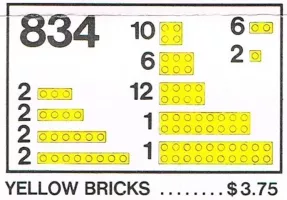 Set  LEGO Basic 834 Yellow Bricks Parts Pack
