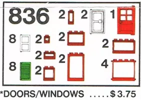 Set  LEGO Basic 836 Doors and Windows Parts Pack