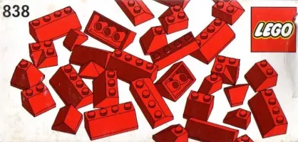 Set  LEGO Basic 838 Red Roof Bricks Parts Pack, 45°