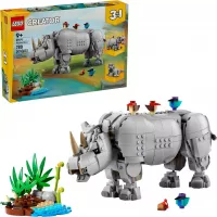 31171 Animaux sauvages: le rhinocéros majestueux et les oiseaux