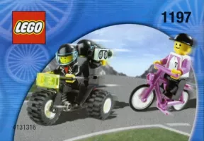 Set LEGO Town 1197 Telekom Race Cyclist and Television Motorbike