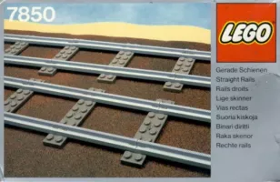 Set LEGO Trains 7850 8 Straight Rails Grey 4.5V