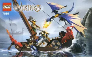 Set LEGO Vikings 7016 Viking Boat against the Wyvern Dragon