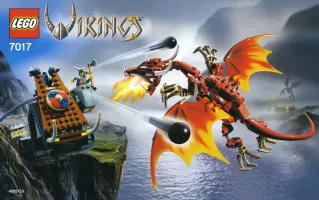 Set LEGO Vikings 7017 Viking Catapult versus the Nidhogg Dragon